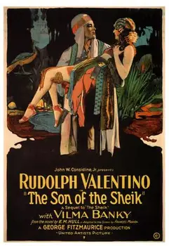A fia, a Sejk FILM POSZTER Rudolph Valentino 1926 SELYEM POSZTER Díszítő festés 24x36inch