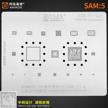 Amaoe SAM5 BGA Reballing Stencil SAMSUNG A9/C9/A9000/A9100/C9000 MSM8976 CPU RAM IC Chip Tin Forrasztani Sablon Acél Háló