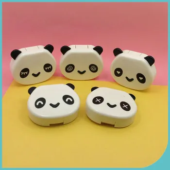 Aranyos, Fehér Színű, Panda Jogosultja kontaktlencse Esetében Tükör Hordozható kontaktlencse Doboz Ajándék