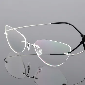 Macska Szem, Szemüveg Felírt Szemüveget A Nők Keret Nélküli, Kerek Rövidlátás Optikai Koreai Titán Ötvözet Szemüveg Keret Férfi